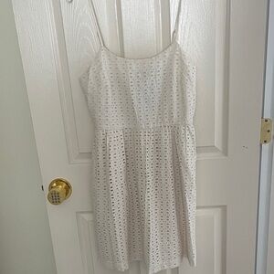 LOFT White Eyelet Spaghetti Strap Mini Dress